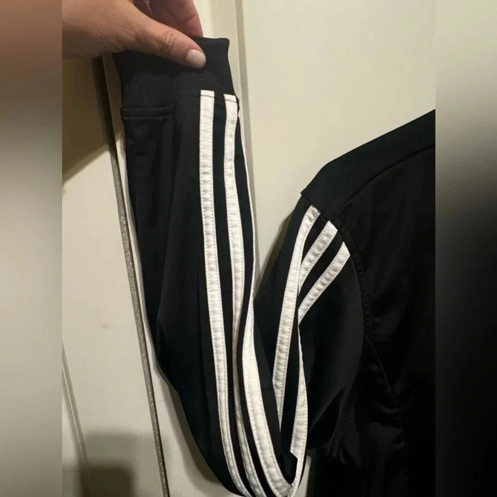 Adidas Men’s Essential Track Running Jacket Black White 3 Stripes Zipper Sz L - Picture 7 of 11